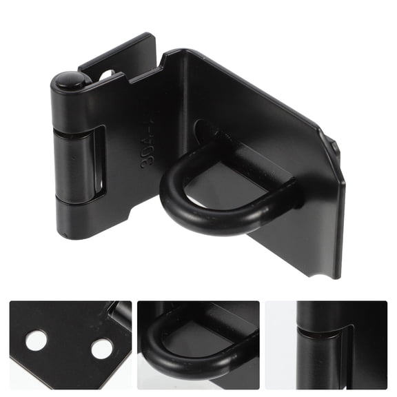 LEORX 2Pcs Black Stainless Steel Household Door Lock Accessory Right Angle Hasp