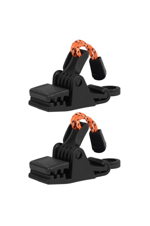 2Pcs Heavy Duty Tent Clips Black Flexible Fasteners for Hiking and Canopy Tents