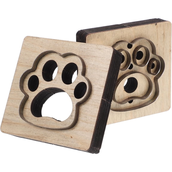 LEORX 2Pcs Leathercraft Template Cat Paw Shape Beige Wood for Professionals Amateurs Family Friends