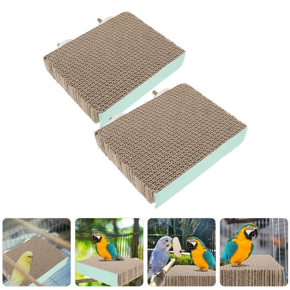 LEORX 2Pcs Light Brown Paper Cardboard Bird Perch Platform for Indoor Use Parrot Perch 7.7x5.7x1.6in