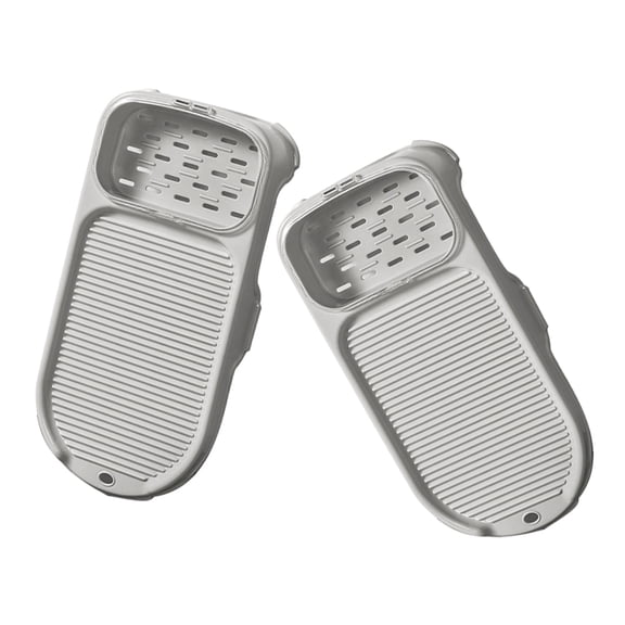 LEORX 2Pcs Light Grey Rectangular Washboard With Silicone Soap Holder For Hand Washing And Laundry 15.2X7.1X2.6in