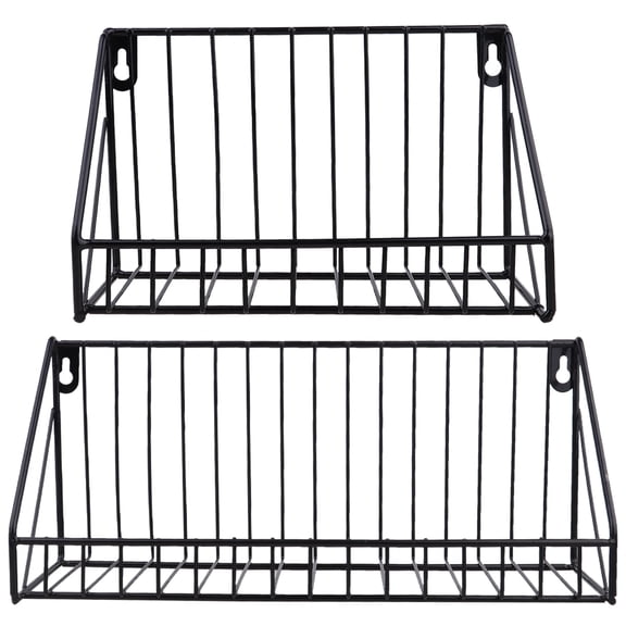 LEORX 2Pcs Practical Bathroom Storage Rack Black Punch Free Wall Mounted Shelf for Home