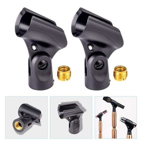 LEORX 2Pcs Mic Holder Clamp for Handheld Microphones KTV Stage Plays Adjustable Angle