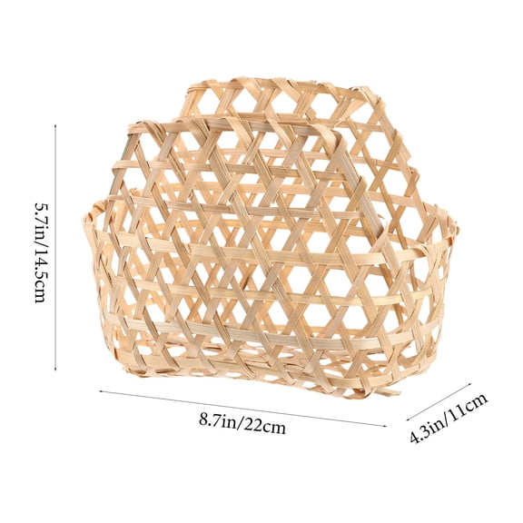 LEORX 2Pcs Multipurpose Bamboo Woven Basket Khaki Home Decor Holder