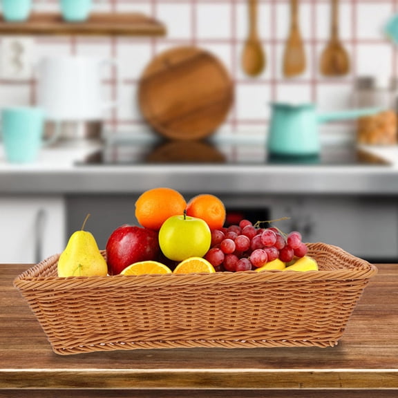 LEORX Fruit Plate Rectangle Basket Trays Light Brown 2Pcs