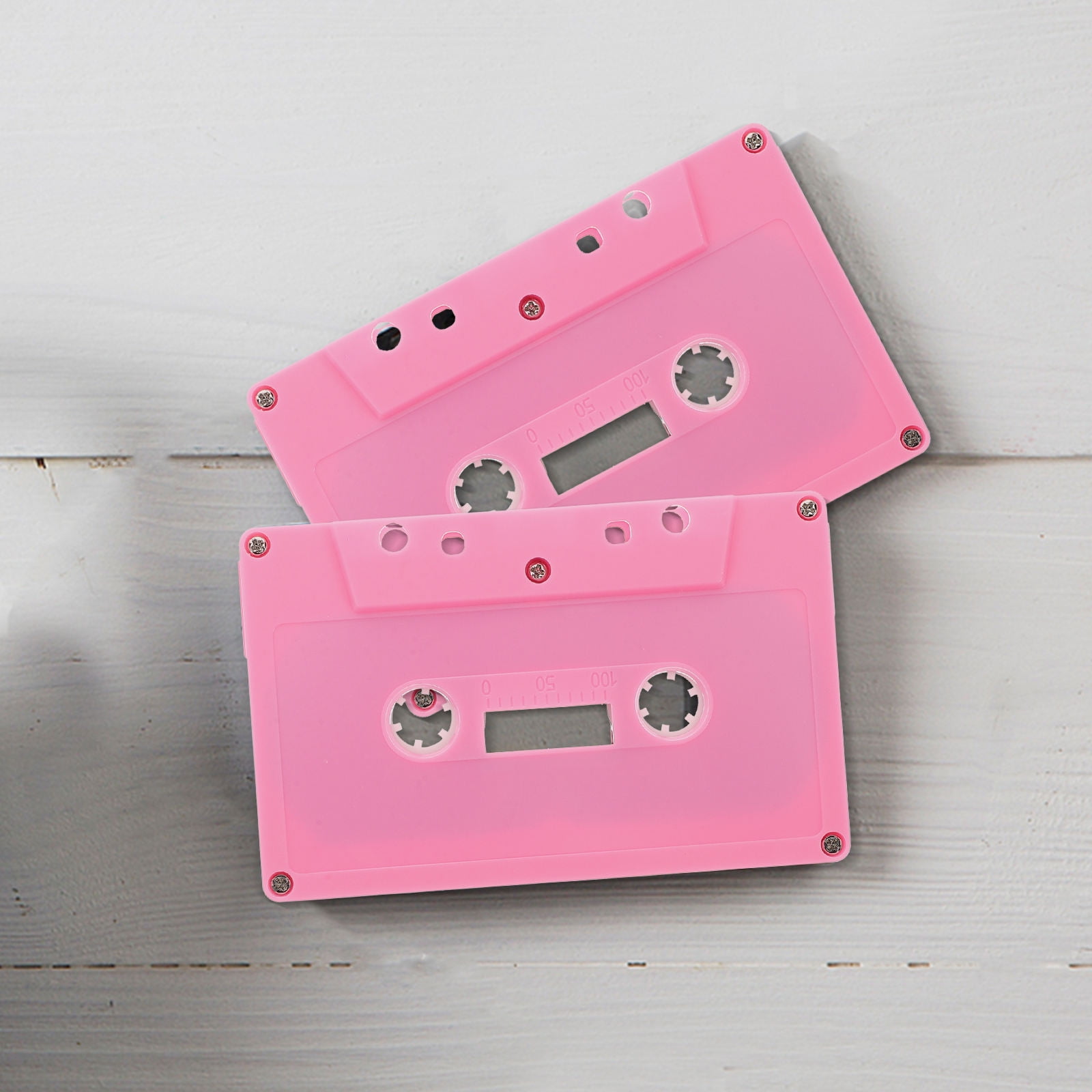 LEORX 2Pcs Pink Plastic Cassette Tapes For DIY Projects And Music leorx-2pcs-pink-plastic-cassette-tapes-for-diy-projects-and-music