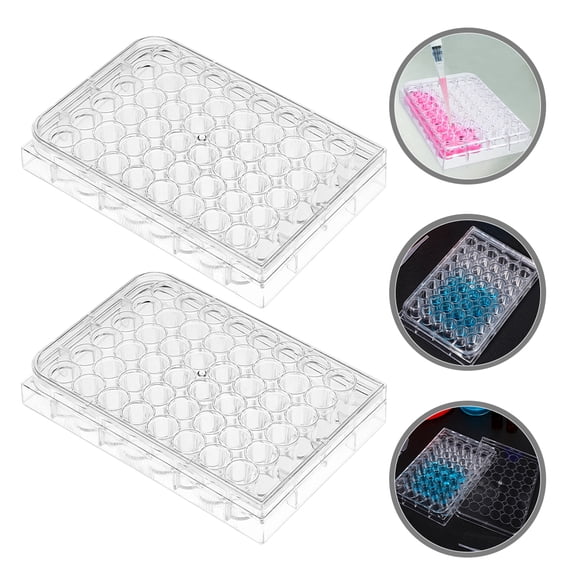 LEORX 2Pcs Polystyrene 48-hole Cell Culture Plates for Multi-functional Experiment Use 4.99X3.34X0.79in