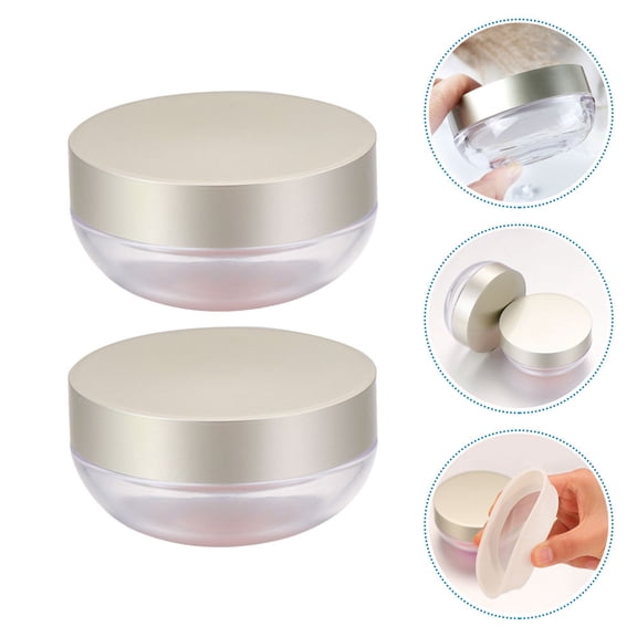 LEORX 2Pcs Portable Empty Loose Powder Case Compact Container Reusable Powder Boxes