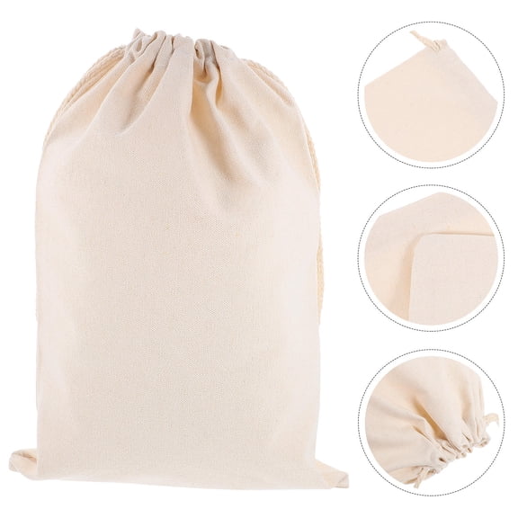 LEORX Leorx Reusable Beige Canvas Pouch with Drawstring for Kitchen Storage