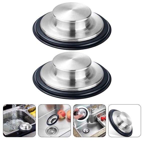 LEORX 2Pcs Round Silver Kitchen Sink Drain Stoppers with Noise Reduction Function for Homeowners 3.14x3.14x1.18in