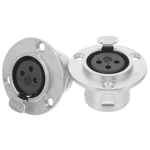 LEORX 2Pcs Round Silver Microphone Connector Speakers Connection For Home Audio System And Studios