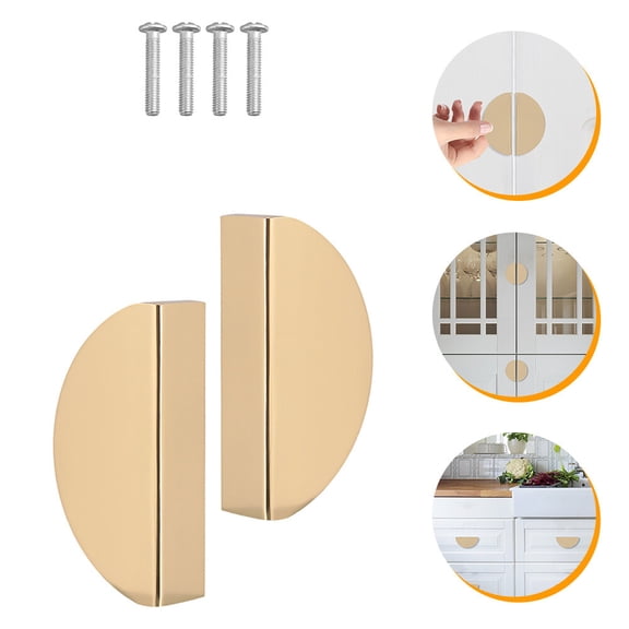 LEORX 2Pcs Semicircle Drawer Knobs European Style Furniture Accessory 3.1x1.6in