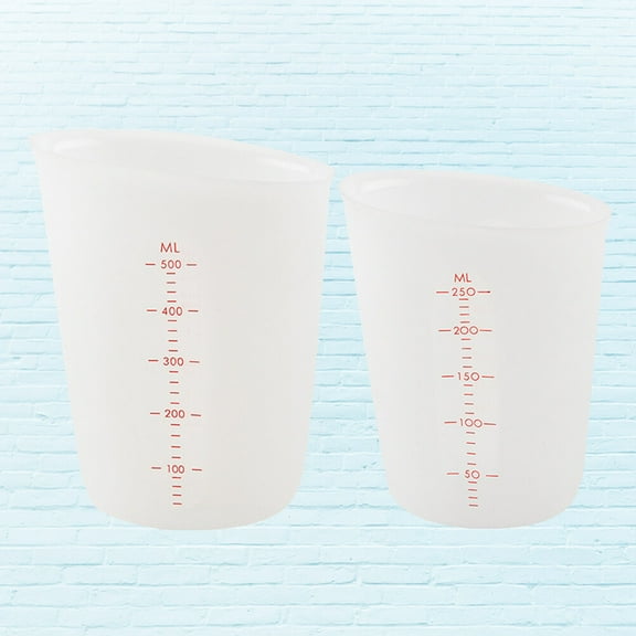 LEORX 2Pcs Silicone Measuring Cup With Scale Transparent 14.5x11x8in For Laboratory And Cooking Science Experiments