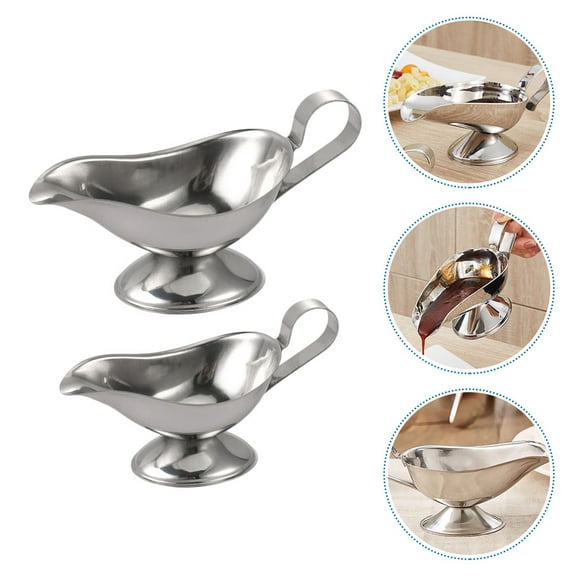 LEORX 2Pcs Silver Reusable Sauce Cups Stainless Steel Pouring Sauce Hotels