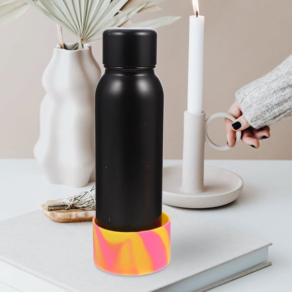 LEORX 2Pcs Simple Design Water Bottle Bottom Protector Silicone Assorted Color For General Users Outdoors
