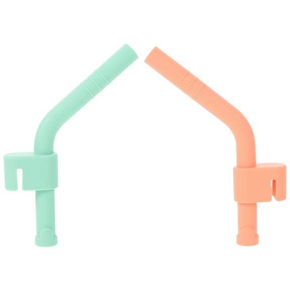 LEORX 2Pcs Small Silicone Straw Hot Water Disinfectable for Children Baby Feeding 4.9*0.4*0.4in