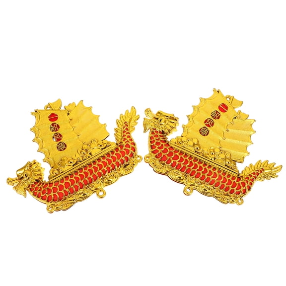 LEORX 2Pcs Spring Festival Hanging Decor Good Luck Symbol Boat Shape Ornament for Home Owners