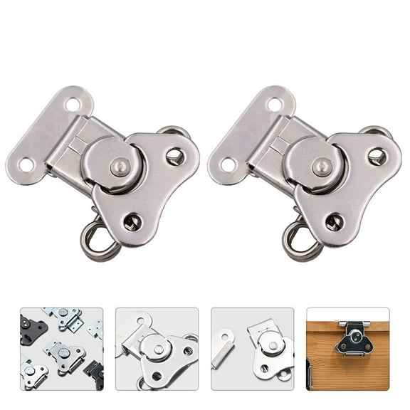 LEORX 2Pcs Silver Steel Latch with Smooth Action for Cabinets