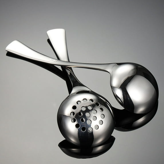 LEORX 2Pcs Stainless Steel Soup Ladle with Slotted Skimmer Spoon for Home Hotel and Restaurant Use