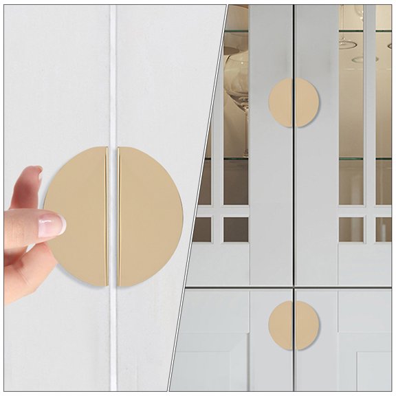 LEORX 2Pcs Wardrobe Pulls Golden Half Round Design for Closet and Drawer Easy Open Close 9.6X1.8in