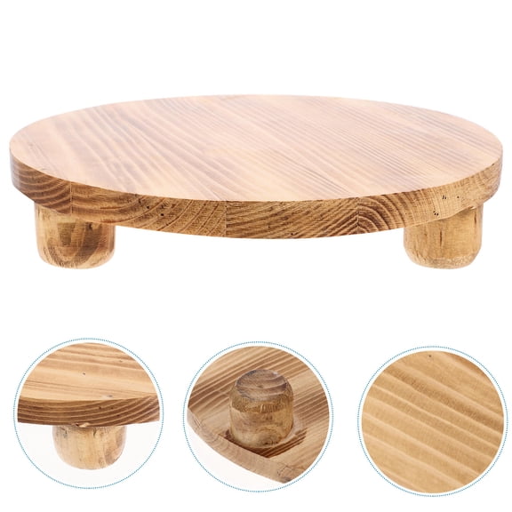 LEORX 2Pcs Wood Planter Base Round Display Pedestal Stable Durable Multi Functional Beige