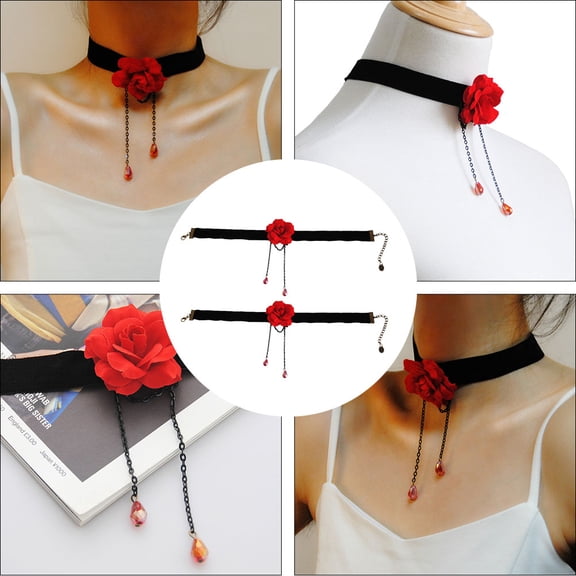 LEORX Black Necklace for Women 2Set