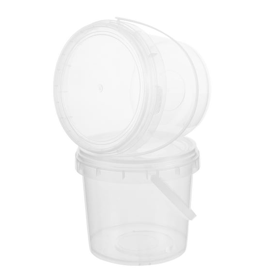 LEORX 2Pcs Clear Food Grade Storage Buckets with Handle and Lid Ideal for Household and Outdoor Storage