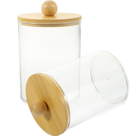 LEORX 2Set Cotton Rounds Holder Transparent Acrylic Storage For Cosmetic Organization