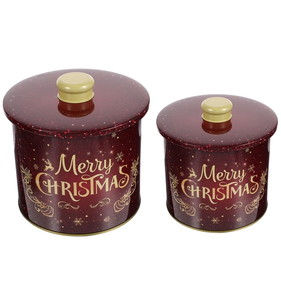 LEORX 2Set Small Candy Tins Dark Red for Storage Tins with Lids for