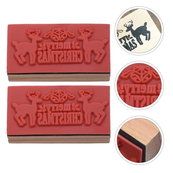 LEORX Ink Stamps for Crafting Deer Pattern Stamper Brown 2Pack