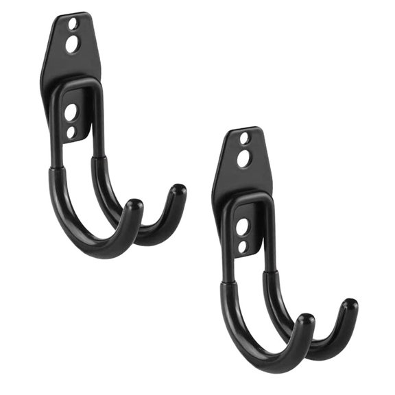 LEORX 2Pcs Black Wall Hook Heavy Duty Metal Storage Hook for Garden and Garage Use