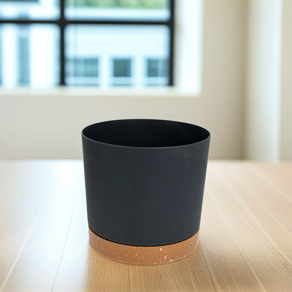 LEORX 2Pcs Black Round Plastic Flower Plant Pots with Multiple Drainage Holes