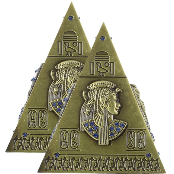 LEORX 2pcs Decorative Pyramid Egyptian Pyramid Model Olive Green Zinc Alloy Teaching Aid Family Decoration