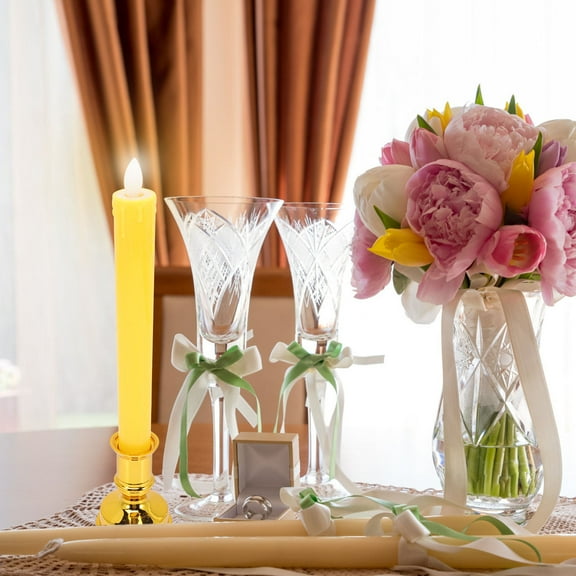 LEORX 2pcs Flickering Flameless Taper Candles Battery Operated for Chic Decorations