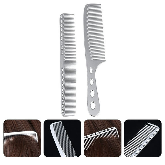 LEORX Steel Barber Combs Anti-Static Design for Healthy Silky Hair 2Pcs