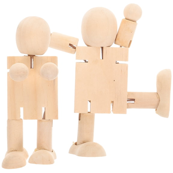 LEORX 2pcs Hand Painted Wooden Puppet For Diy Crafts And Home Decor For Creative Projects And Festive Decorations