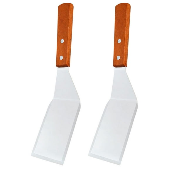 LEORX 2pcs Kitchen Tool Metal Turner Spatula with Wood Handle for Home Cooking Use