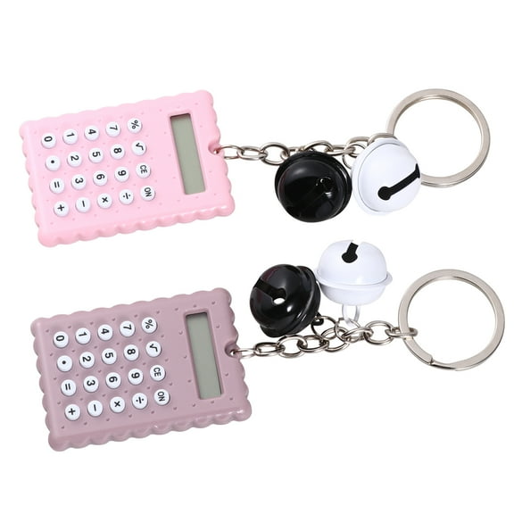 LEORX 2pcs Mini Calculator Key Chain PVC Assorted Color Portable Usage for Office 5.5in