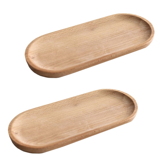 LEORX Oval Tray Natural Wood Texture Polished Edges Fruit Snack Serving