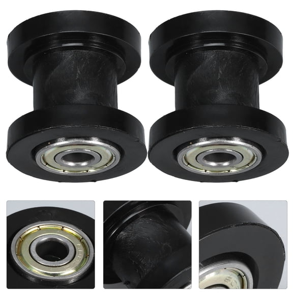 LEORX Motorcycle Chain Roller Wheel Round Black 2Pcs