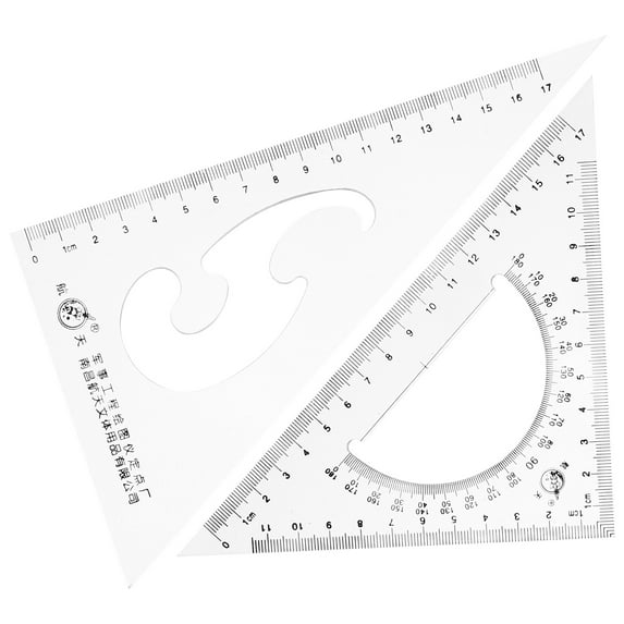 LEORX Triangular Ruler Set Transparent Plastic 2Pcs For Drawing And Measuring