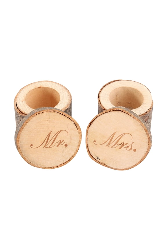 2pcs Rustic Wedding Ring Bearer Box Wooden Print Chic