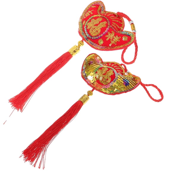 LEORX 2pcs Spring Festival Pendant Red Fabric Blessing Families for Restaurants