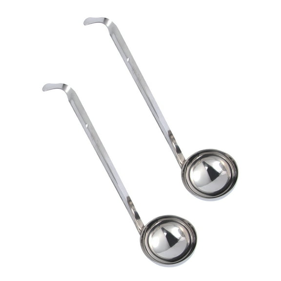 LEORX 2pcs Stainless Steel Soup Ladles Long Handle for Big Family Cooking