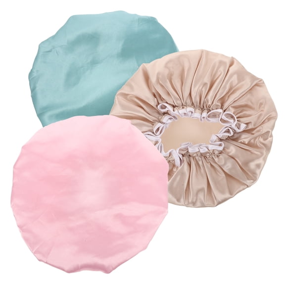 LEORX 3 Pcs Double Layer Shower Cap Hair Bonnet Hair Cap Double-layer Shower Cap Drain Household Shower Hat or Pe 31x31cm