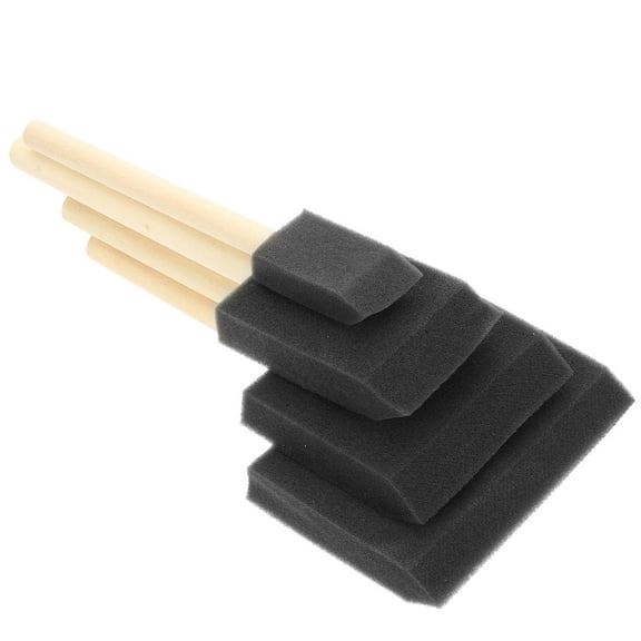 LEORX 3Sets Black Wood Handle Paint Brushes Foam Sponge for Paint and Varnish