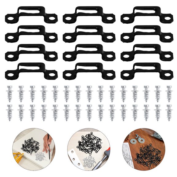 LEORX 30 Pcs Black Iron Couch Connecting Brackets Furniture Hardware For