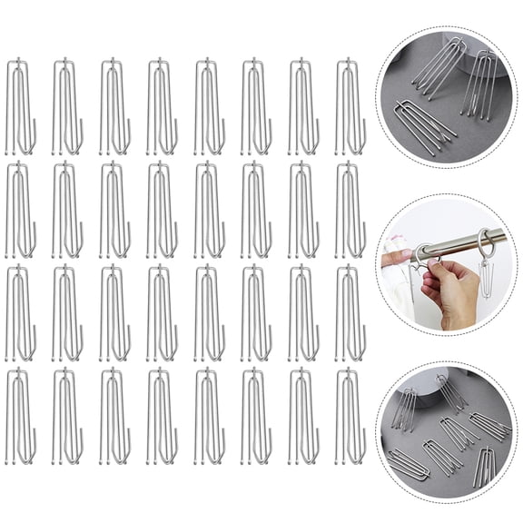 LEORX 30 Pcs Curtain Hook Clips Drape Curtains Hooks Gazebo Grace Silver 7.00X2.20X2.00CM