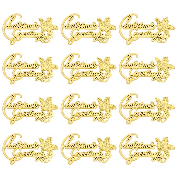 LEORX 30PCS Christmas English Letters Tags Golden Party Decorations for Families and Friends
