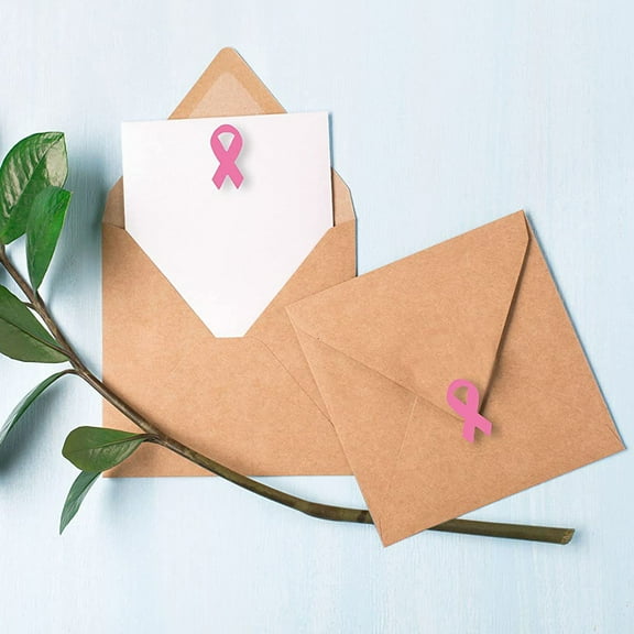 LEORX 320Pcs Cancer Awareness Ribbon Stickers for Public Welfare Decoration